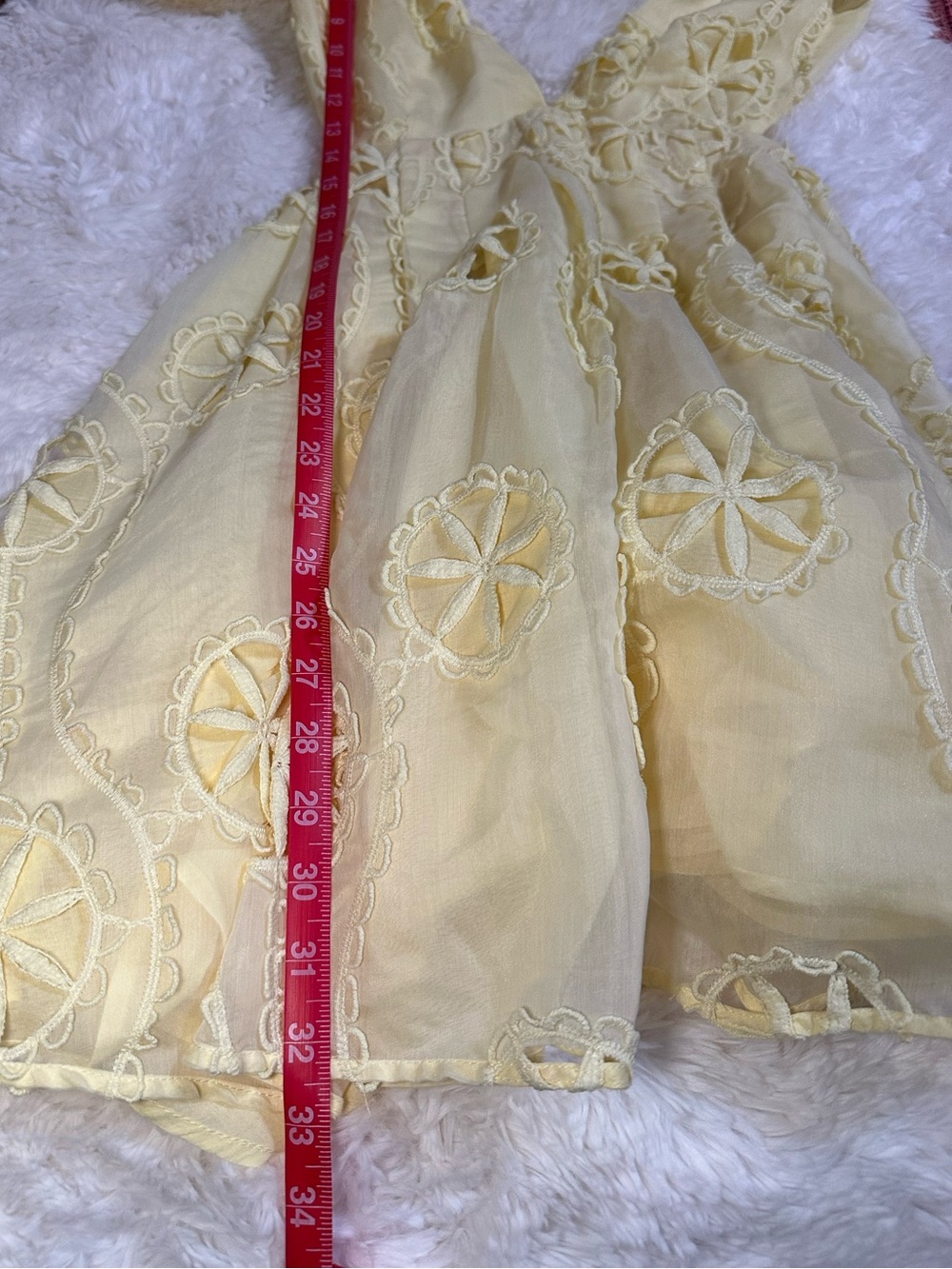 Bardot Jovie Babydoll Mini Dress Butter Yellow Cutout Balloon Sleeve L 8 - Picture 12 of 16